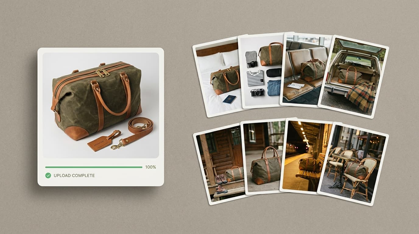 Upload once. Generate forever. — Flyshot AI product photography