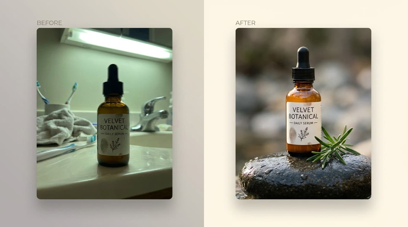 Direct your AI photographer like a creative director — Flyshot AI product photography