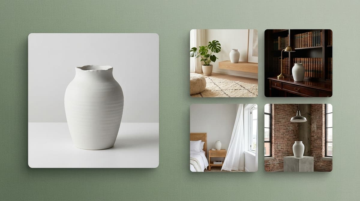 AI home decor product photography by Flyshot